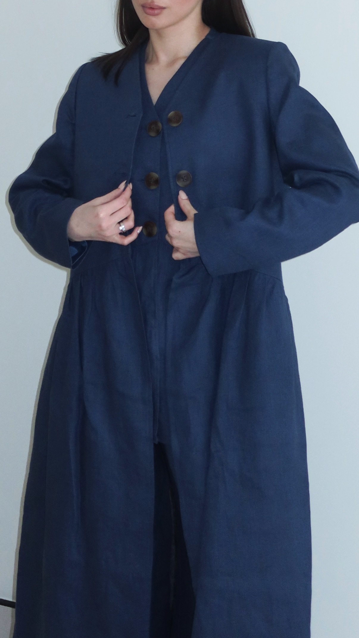 Pleated coat - Navy